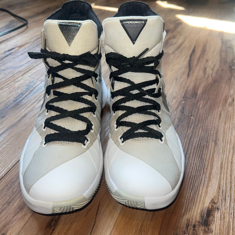 White Silver 2015 Nike Hyperdunk High TopBasketball Sneakers Shoes Size 8 - Picture 8 of 12